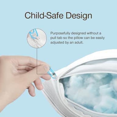 Coop Home Goods Cool+ Adjustable Cooling Toddler Pillow, 13x19, Cooling Gel Memory Foam Kids Pillow for Ages 2+, Customizable Loft, Breathable, Washable Cover, Childproof Zipper, Small Cooling Pillow - Image 3