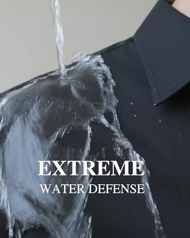 Alimens & Gentle Men's Dress Shirt Regular Fit Stretch Stain Shield Long Sleeve Solid Business Wedding Button Down Shirts Black - Image 2