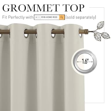 RYB HOME Blackout Curtains Soundproof Energy Saving Insulating Privacy Room Divider Curtains for Patio Sliding Glass Door Living Room Garage Home Theatre Large Window, W 150 x L 90 inches, Natural - Image 2