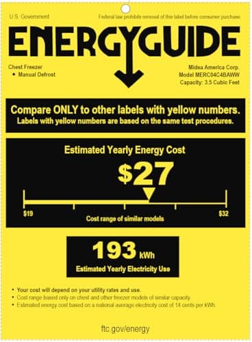 Midea MERC04C4BAWW 3.5 Cubic Feet Chest Freezer, Cu.ft-Convertible, White - Image 9