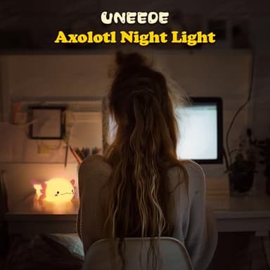 UNEEDE Axolotl Night Light for Kids,Animal Silicone Nursery Night Lamp, Rechargeable Table Lamp Bedside Lamp,Cute Room Decor Night Light for Bedroom,Living Room,Dining,Desk Decorations,Gift - Image 7