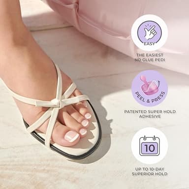 KISS imPRESS Pedicure Press On Toenails, 'Angel Vibes', White, Short Squoval, Pedicure Nail Kit Includes 24 Press On Toenails, Prep Pad, Mini Nail File, & Pedicure Stick - Image 3