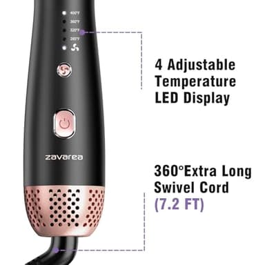 Thermal Brush for Less Damage, Zavarea 1.5 Inch Heated Round Brush for Blowout Look, Heated Styler with Built-in Cooling Air Circulation & Negative Ions & Ceramic, Easy to Use, Dual Voltage, Black - Image 7