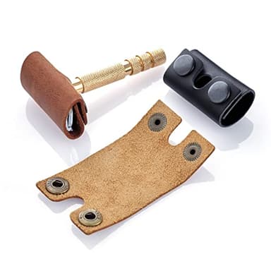 MAKYN Safety Razor Head Protecting Leather Cover, Genuine Cowhide Leather Double Edge Safety Razor Case Accessories for Travel, Butterfly Razor Case (Cognac) - Image 7
