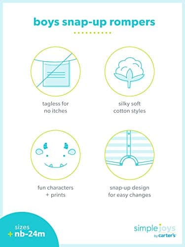 Simple Joys by Carter's Baby Boys 3-Pack Snap-up Rompers, Navy Stripe/Red Construction/White Alligator, 6-9 Months - Image 4