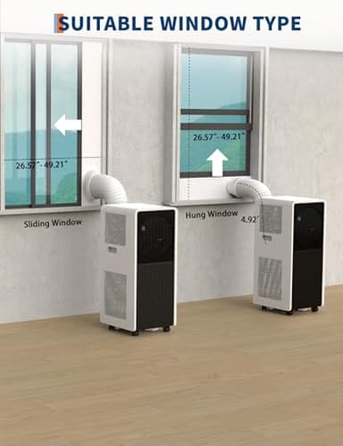 GarveeTech 14,000 BTU Drainage-free Portable Air Conditioner for Indoor Rooms, 3-In-1 AC Unit for Bedroom 225-300 Sq.Ft, Dehumidifier, Fan, Sleep Mode, 24 Timer, Remote Control, Window Kits, Black - Image 6