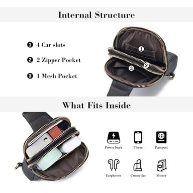 INICAT Travel Small Sling Bag Faux Leather Crossbody Bags Women Fanny Packs Cross Body Bag Purses for Woman(Black Small) - Image 5