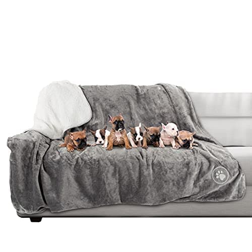 Waterproof Dog Blanket - 60x70-Inch Reversible Sherpa Dog Blanket for Couch, Bed, or Car - Protects from Spills, Stains, or Pet Fur by PETMAKER (Gray) - Image 1