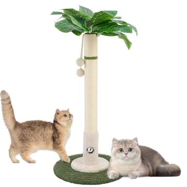 35" Tall Cat Scratching Post Furniture Scratching Deterrent for Indoor Cats, Hanging Ball with Sturdy Large Scratch Pole Premium Sisal Rope Scratch Posts Kitten and Adult Cats - Image 1