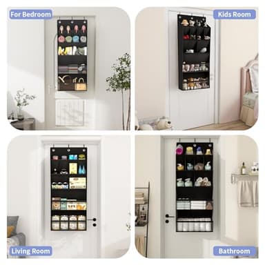 FENTEC 1 Pack Over-the-Door-Shoe-Organizers, Hanging Shoe Organizer with Large Pocket Shoe Holder Hanging Shoe Rack for Closet Shoe Organizer for Wall, Over Door Organizer with 15 Pockets Black - Image 5