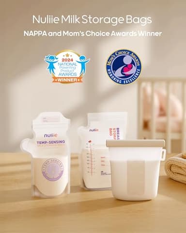 Nuliie 150pcs Temp-Sensing Breastmilk Storage Bag, Huge Temp-Sensing Icon & Locking Clamp, 6oz Breast Milk Storage Bags Freezer Pour Spout, Self Standing Milk Storage Bags Breastmilk, BPA-Free No-Leak - Image 2