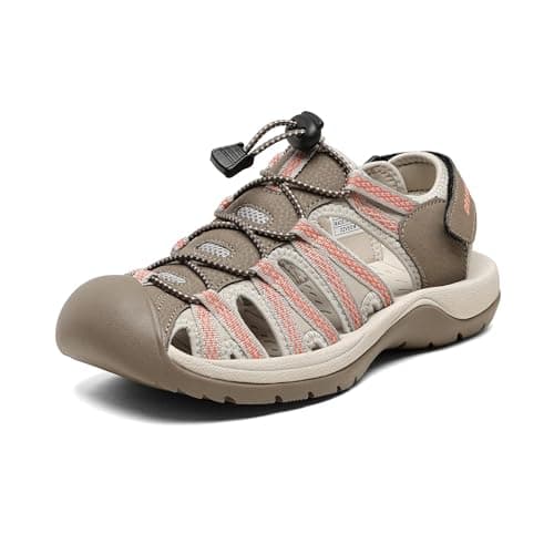 DREAM PAIRS Womens Closed Toe Hiking Summer Outdoor Sport Athletic Sandals,Size 8,Brown/Watermelon/RED,160912-W-NEW - Image 1
