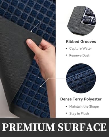 MontVoo-Door Mat Outside Entrance Outdoor Indoor Front Doormat for Entryway-Durable Rubber Backed Welcome Entry Mat Non Slip Dirt Trapper Absorbent-Blue 36’’x60’’ - Image 3