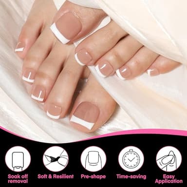 UNA GELLA Square Toe Nail Tips For Big Toe, 504Pcs 15Sizes Soft Gel Full Cover Toe Nail Tip Pre-buff Fake Acrylic Toe Nail Press Ons Soak Off Pedicure For Nail Extensions Home DIY Nail Salon - Image 3