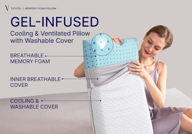 Vaverto Queen Size Gel Memory Foam Pillow - Ventilated, Orthopedic, Bed Pillow, Cooling, with Viscose Made from Bamboo Cover - Essential for College Dorms - Image 7