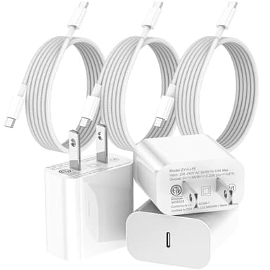 uoyssimi iPhone 16 15 Charger Fast Charging 3 Pack 20W USB C Charger with 6ft Braided Type C Cable for iPhone 16/16 Pro/16Pro Max/15, iPad Pro, MacBook Air - Image 1