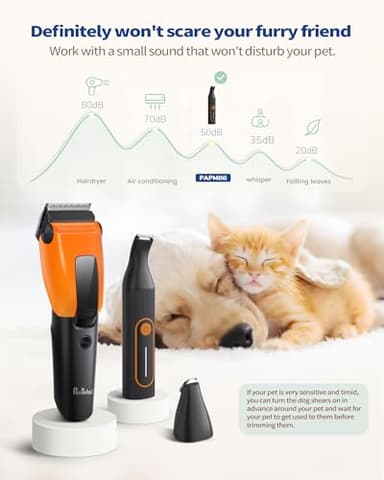 PAPMINI Dog & Cat Grooming Kit for Thick Coats, Heavy Duty Rechargeable Trimmer with LED Display & Storage Bag (Orange, 2 in 1) - Image 8
