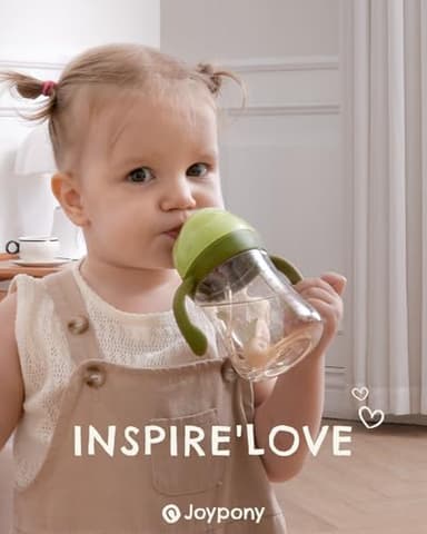 Joypony Sippy Cups for Toddlers 1-3, Spill Proof Weighted Straw Cup with Handle for Baby 6 Months + old, 2 Silicone Straws, PPSU, BPA Free, 9 oz (Green) - Image 7