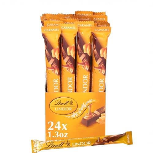 Lindt LINDOR Caramel Milk Chocolate Truffle Bar, Milk Chocolate Candy with Smooth, Melting Truffle Center, 1.3 oz. (24 Pack) - Image 1
