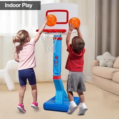 Toddler Basketball Hoop Indoor Mini Adjustable Basketball Goal with Ball Pump Outdoor Toys Backyard Game Outside Pool Basketball Toys for 1 2 3 4 Year Old Boy Girl Kid Toy Age 2-4 4-8 Birthday Gift - Image 3