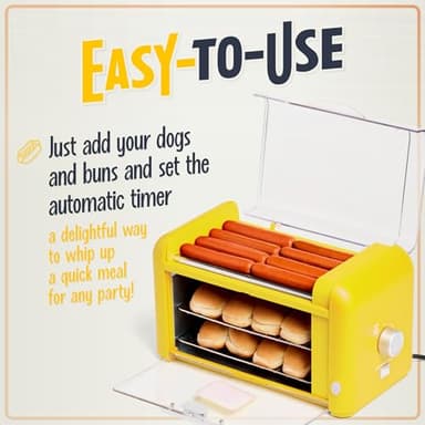 Nostalgia Oscar Mayer Extra Large Countertop 8 Hot Dog Roller and Bun Toaster Oven - Stainless Steel Rollers and Non-stick Warming Racks - Adjustable Timer - Image 3