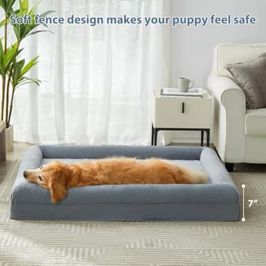 WNPETHOME XL Extra Large Dog Bed, Washable Dog Couch with Removable Waterproof Cover, Orthopedic Large Pet Sofa Bed with Bolster Sides for Sleeping - Image 6