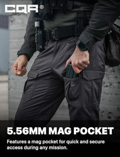 CQR Men's Flex Ripstop Tactical Pants, Water Resistant Stretch Cargo Pants, Lightweight EDC Hiking Work Pants, Breacher Charcoal, 32W/32L - Image 6