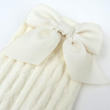HonestBaby Cable Knit Socks with Bow, Ivory, 6-12 Months - Image 4