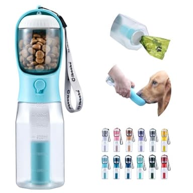 Cibaabo Dog Water Bottle with Food Container & Poop Bag Holder, Travel Water Bowl, Portable Pet Dispenser, Dog Gifts Stuff Accessories Items, Puppy Essentials for Yorkie Chihuahua Walking Hiking - Image 1