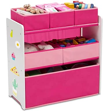 Delta Children Design and Store 6 Bin Toy Organizer, White/Pink - Image 1