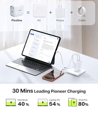 TORRAS FlexLine 67W Retractable USB C Charger Block,for iPhone 17 Charger Fast Charging, GaN Ⅲ USB C Cable with Dual-Port for MacBook Pro/Air,iPad, Samsung Galaxy S25 Ultra/iPhone 17 Pro Max, 39.37in - Image 2