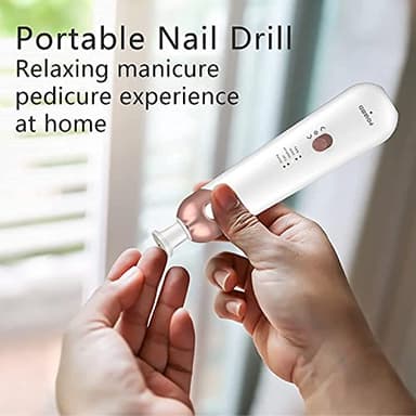 Professional Manicure Pedicure Kit, Electric Nail File Set, Cordless Electric Nail Drill Machine, 5 Speeds Hand Foot Care Tool for Nail Grind Trim Polish(White) - Image 9