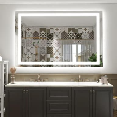 ODDSAN LED Mirror for Bathroom 55x30, Dimmable Lighted Vanity Mirror with Lights for Wall, Anti-Fog, Tempered Glass, ETL Listed (Backlit + Front Lights) - Image 7