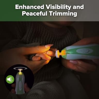 haakaa Baby Nail File Electric Baby Nail Care Set with LED Light, Baby Nail Clippers for Newborn/Infants/Adults Toenails and Fingernails, 6 Replacement Heads & Storage Case, Green - Image 6