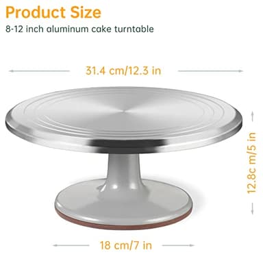 12 Inch Round Aluminum Tall Revolving Cake Decorating Stand,Cake Turntable, Rotating Cake Stand,Cake Spinner Turntable for Decorating,Cake Turntable for Decorating,Professional Cake Decorat Spin Kit - Image 3