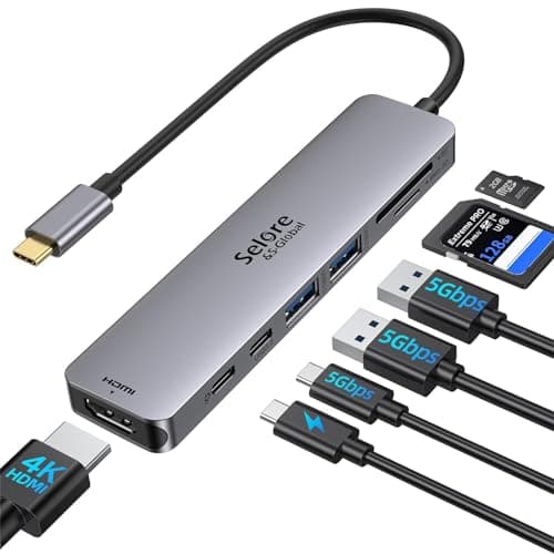 USB C Hub HDMI Adapter for MacBook Pro/Air, 7 in 1 USBC Dongle with HDMI, SD/TF Card Reader, USB C Data Port,100W PD, and 2 USB 3.0 Compatible for MacBook Pro/Air, Dell XPS, Lenovo Thinkpad. - Image 1