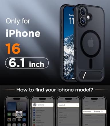 Temdan Magnetic Compatible with iPhone 16 Case, [Built-in Invisible Kickstand][Compatible with MagSafe] [Military Grade Shockproof] Slim Translucent Matte Phone Case for iPhone 16 6.1" - Image 2