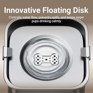 DownyPaws No Spill Water Bowl for Dogs,101oz/3L Stainless Steel Slobber Stopper, No Drip Slow Drinking Dog Water Bowl, No Mess Dog Water Dispenser Spill Proof, Dishwasher Safe, Silver - Image 4