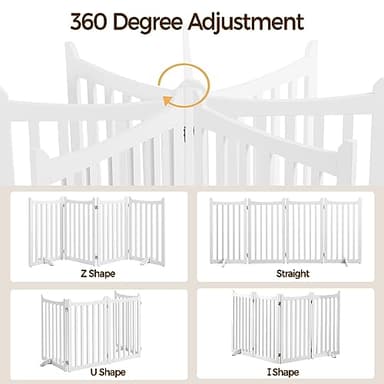 Yaheetech 36" H Extra Tall Freestanding Pet Gate 4-Panel Wooden Dog Fence with 2 Support Feet Folding Dog Gate for Indoor, Stairs, Doorways, Halls, Kitchen Wooden Pet Barrier White, 79.5" L x 36" H - Image 6