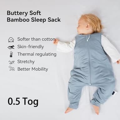 BubblePanda Rayon Made from Bamboo Toddler Sleep Sack with Feet 12-24 Months 0.5 Tog Ultra Soft Toddler Sleeping Sack 1t-2t Baby Sleep Bag Walker Wearable Blanket with Legs 2-Way Zipper Lightweight - Image 2