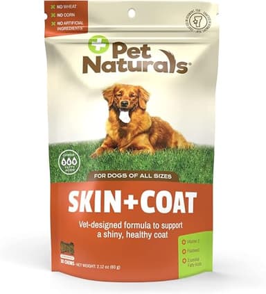 Pet Naturals Skin and Coat for Dogs with Dry, Itchy and Irritated Skin, 30 Chews - Salmon Oil, Vitamin E and Flax Oil - No Corn or Wheat - Vet Recommended - Image 1