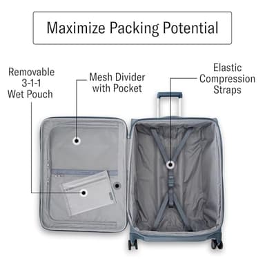 Samsonite UpLIFT Lightweight Softside Carry-On Luggage with Spinner Wheels - Expandable - Airline-Approved, Polyester Soft Suitcase for Ultra Light Travel - Elemental Blue - Image 3