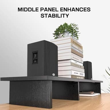 HUANUO Dual Monitor Stand Riser With Cable Clip - Desktop Storage Shelf Organizer for 2 Monitors, Computer, Laptop, Printer, TV - Image 5