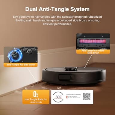 roborock QV 35S Robot Vacuum and Mop, All-in-one Vacuum Cleaner, 10,000Pa Powerful Suction, Self Emptying & Refilling, Self Mop Washing & Air Drying, Anti-Tangle Brushes for Home, Pet Hairs, Black - Image 4