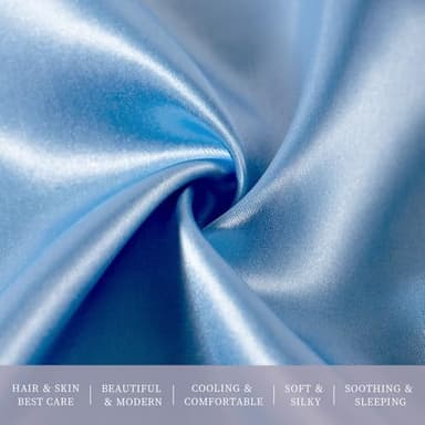 Satin Pillowcases Standard Set of 2 - Silk Soft Pillow Cases for Hair and Skin 20x26 inches,Blue Satin Pillow Covers 2 Pack with Envelope Closure for Home,School, Hotel - Image 4