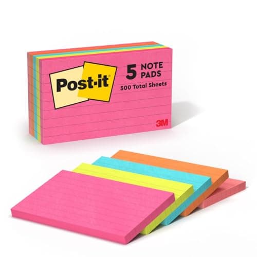 Post-it Notes, 3 in x 5 in,5 Sticky Notes Pads, 100 Sheets per Pad, Poptimistic Collection, School Supplies and Oﬃce Products, The Original Post-it Note - Image 1