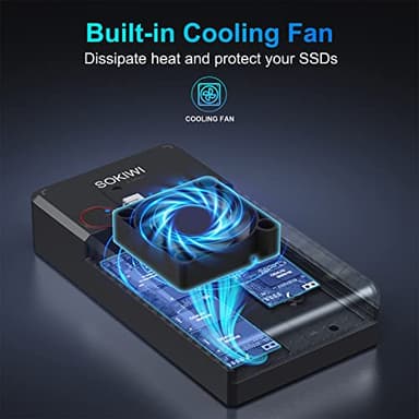 NVMe M.2 Duplicator Dual-Bay Offline Clone Tool-Free, Sokiwi 10Gbps NVMe Docking Station with Cooling Fan,NVMe M.2 SSD Enclosure for NVMe PCIe Size 2230/2242/2260/2280(up to 8TB) - Image 4