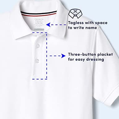 French Toast boys Short Sleeve Pique (Standard & Husky) Polo Shirt, White, 10-12 - Image 4