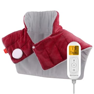 Heating Pad for Neck and Shoulders and Back, Comfytemp Weighted Electric Heat Pad for Pain Relief, 2.6lb Large Heated Wrap, 9 Heat Settings, 11 Auto-Off, Women Men Birthday Gifts Red - Image 1