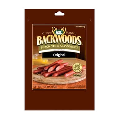 LEM Products Backwoods Reduced Sodium Original Snack Stick Seasoning, Ideal for Wild Game and Domestic Meat, Seasons Up to 20 Pounds of Meat, 15.6 Ounce Packet with Pre-Measured Cure Packet Included - Image 1